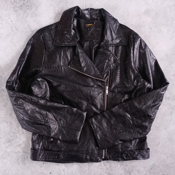 Faux Snakeskin Leather Motorcycle Jacket - Picture 7 of 8